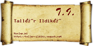 Tallér Ildikó névjegykártya